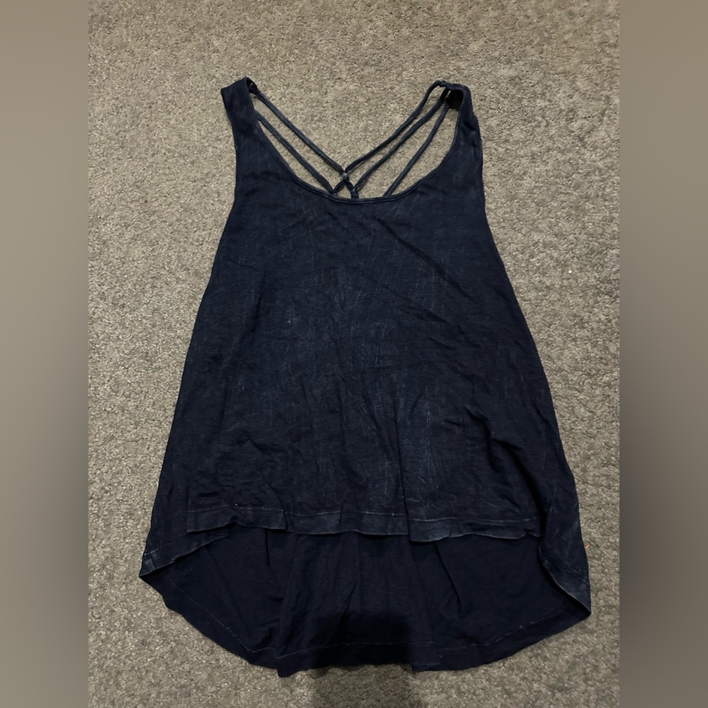Forever 21 navy blue tank top with a beautiful tied open back